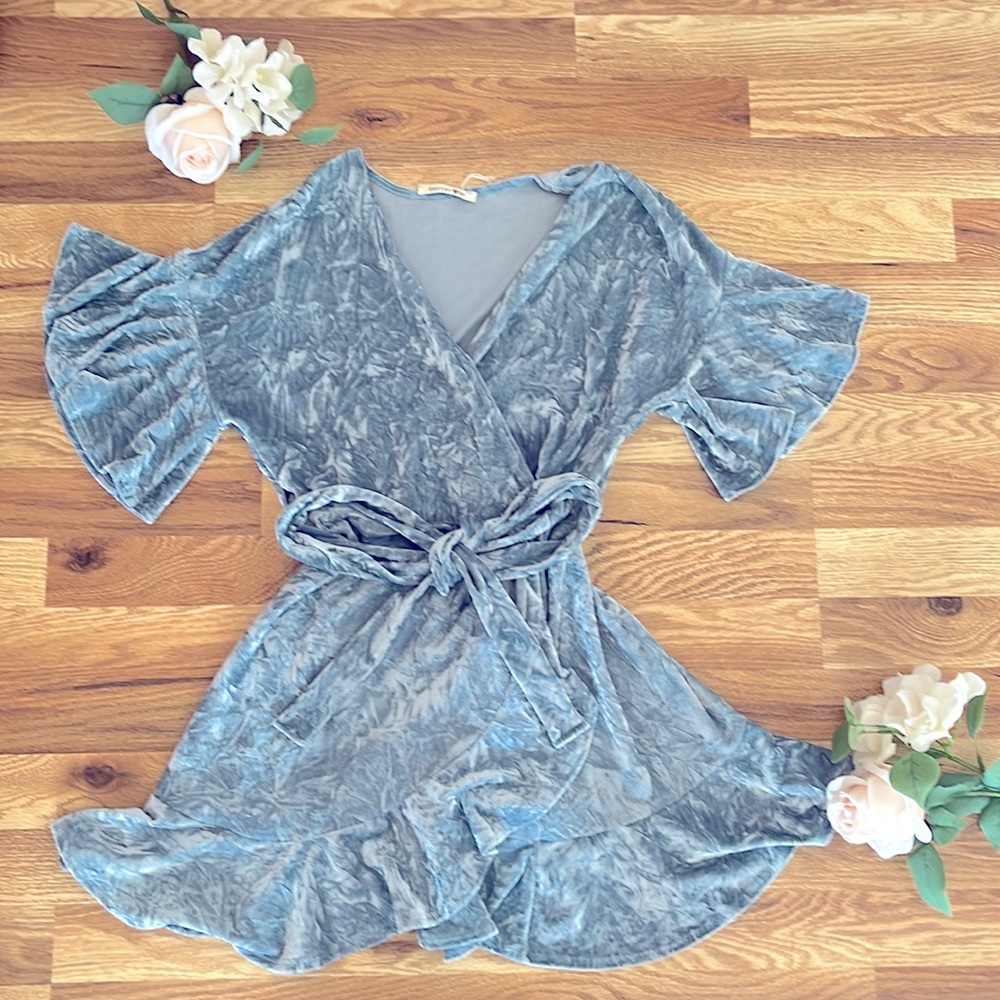 Ice Blue Crushed Velvet Better Be Dress